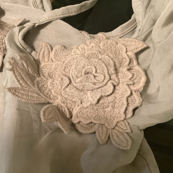Faith & Zoe Jill rose whimsigoth fairycore lined large tan silk blend blouse top - Picture 4 of 12